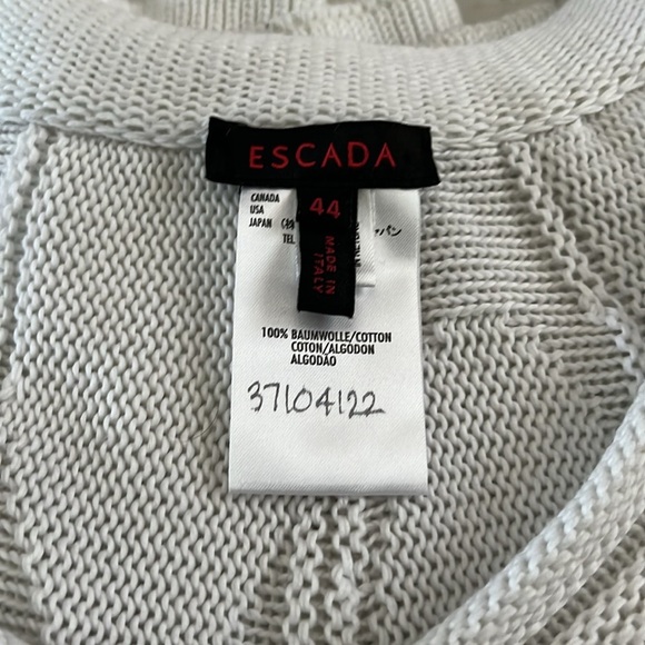 Escada white sweater cardigan 100% cotton | size Large - Picture 6 of 6